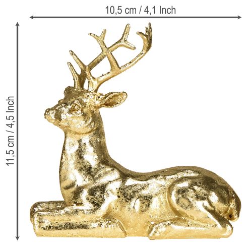 Article Figurine décorative de renne couché en or 10,5 × 7 × 11,5 cm 2 pièces