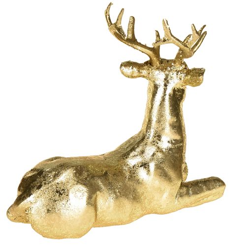 Article Figurine décorative de renne couché en or 10,5 × 7 × 11,5 cm 2 pièces