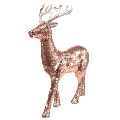Cerf déco à sequins or rose H46cm