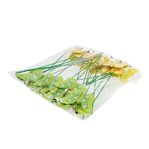 Floristik24 Papillons décoratifs en bois sur bâton 8cm 24pcs