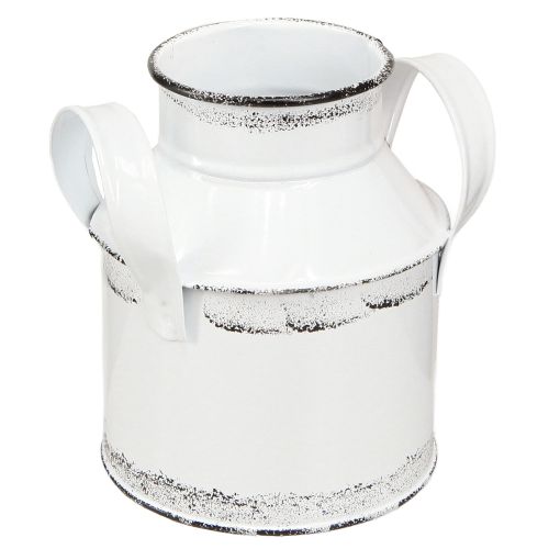 Floristik24 Pichet décoratif avec anses métal blanc, noir H13cm 2pcs