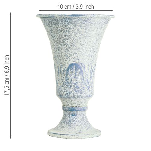 Article Calice Décoratif Métal Antique en Blanc Bleu Ø11cm H17.5cm