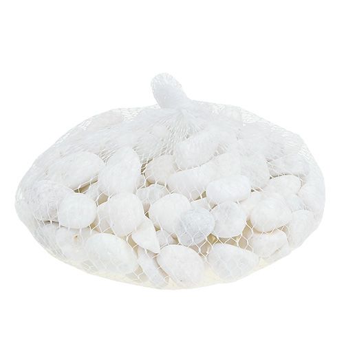Floristik24 Galets déco dans le filet blanc 1cm - 2.5cm 1kg