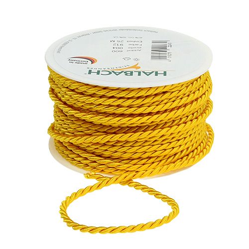 Floristik24 Cordon déco en jaune 4mm 25m