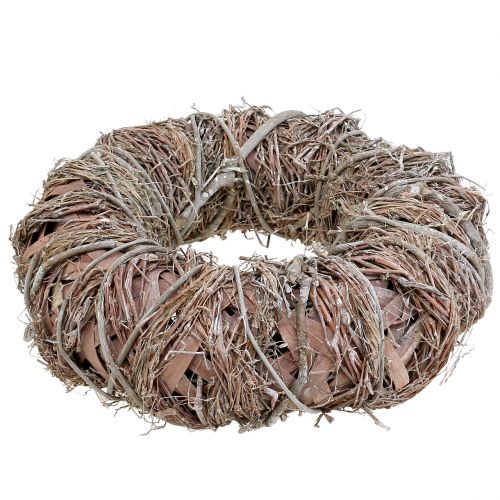 Floristik24 Couronne décorative nature Ø33cm blanc lavé