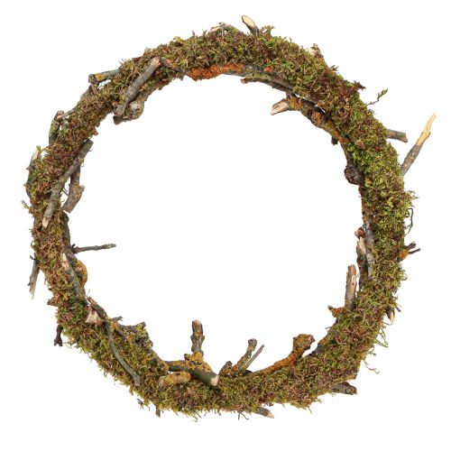 Article Couronne décorative branches avec décoration naturelle lichen et mousse Ø33cm