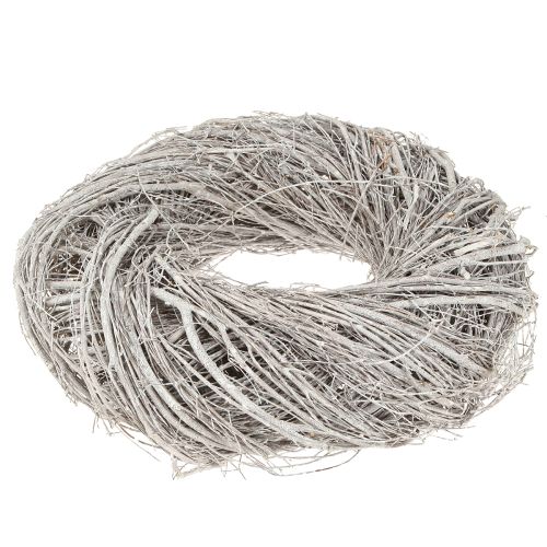 Article Couronne décorative en branches d'orme, lavée blanc-gris Ø35cm