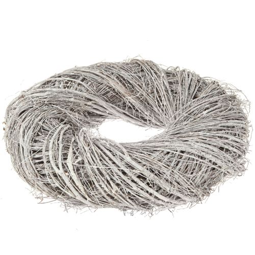Article Couronne décorative en branches d'orme, lavée blanc-gris Ø40cm