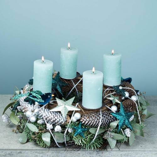 Floristik24 Couronne décorative eucalyptus et cônes artificiels Ø45cm vert, blanc