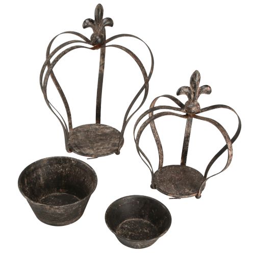 Article Couronne décorative antique marron foncé rouille H22/27cm lot de 2 pièces