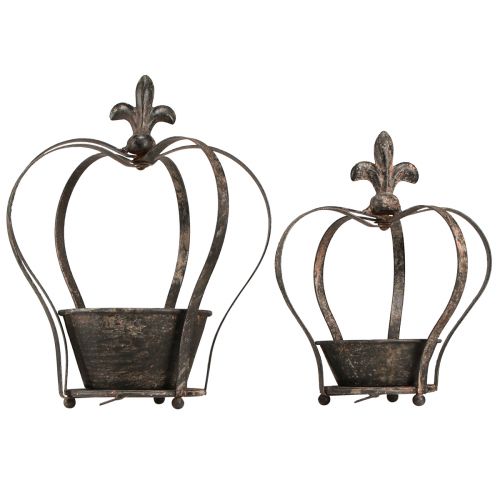Article Couronne décorative antique marron foncé rouille H22/27cm lot de 2 pièces