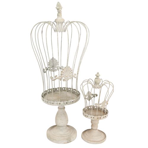 Floristik24 Couronne décorative sur pied décoration métal vintage gris 34/66cm lot de 2 pièces