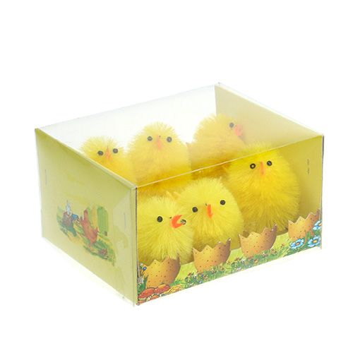 Floristik24 Poussins décoratifs en chenille jaune 6.5cm 6pcs
