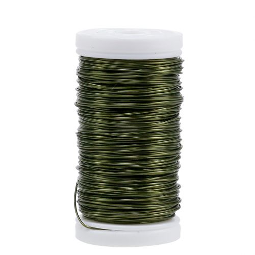 Floristik24 Fil émaillé Déco Vert Olive Ø0.50mm 50m 100g