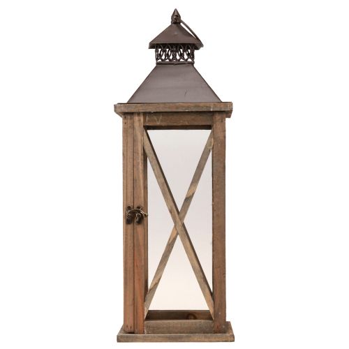 Lanterne décorative en bois lanterne en bois vintage marron 17×17×50cm | Floristik24.be