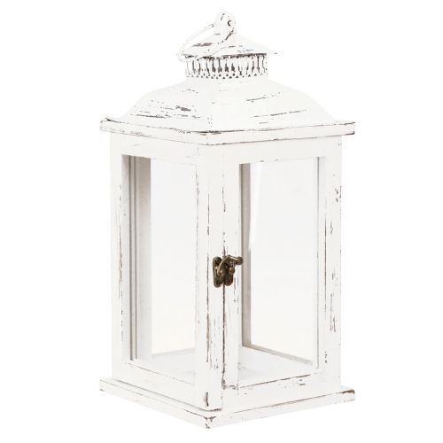 Floristik24 Lanterne décorative shabby chic bois blanc 17,5x17,5cm H37cm