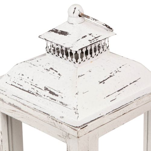 Floristik24 Lanterne décorative shabby chic bois blanc 17,5x17,5cm H37cm