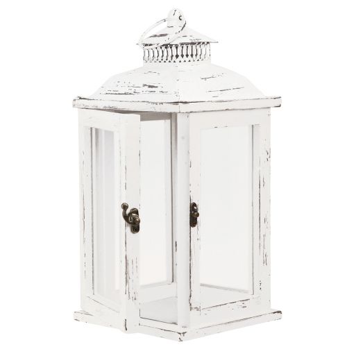 Floristik24 Lanterne décorative shabby chic bois blanc 17,5x17,5cm H37cm