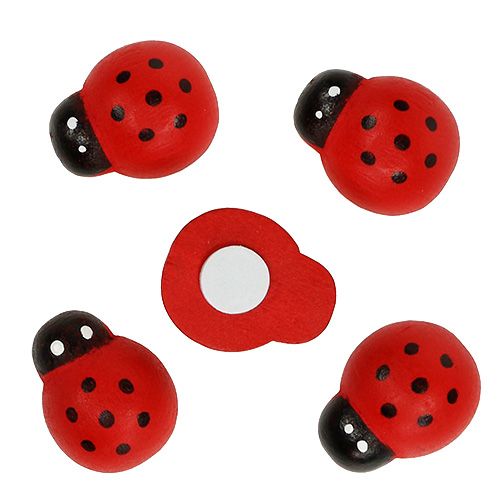 Coccinelles décoratives à coller 2,5cm rouge 72pcs