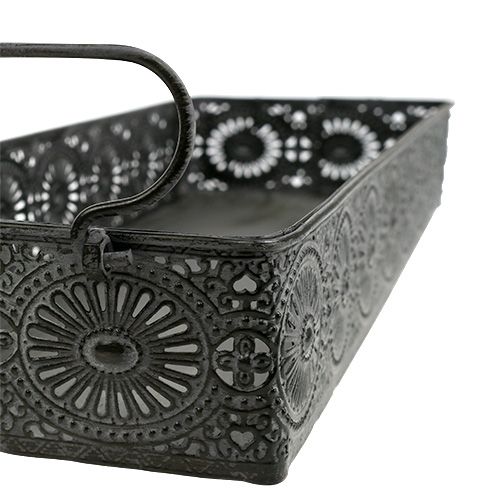 Floristik24 Plateau en métal gris 40,5cm x 12,5cm x 5cm