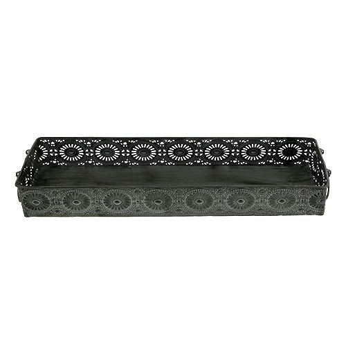 Floristik24 Plateau en métal gris 40,5cm x 12,5cm x 5cm