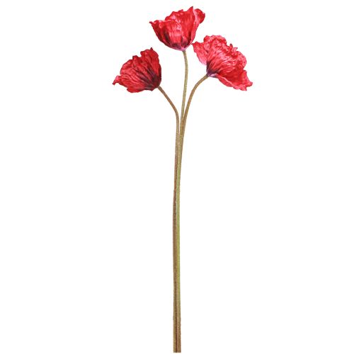 Article Coquelicots artificiels Rouges Grandes fleurs 88cm 3 Pièces