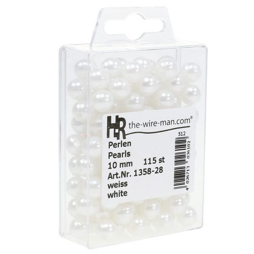 Floristik24 Perles décoratives blanches Ø10mm 115 pcs