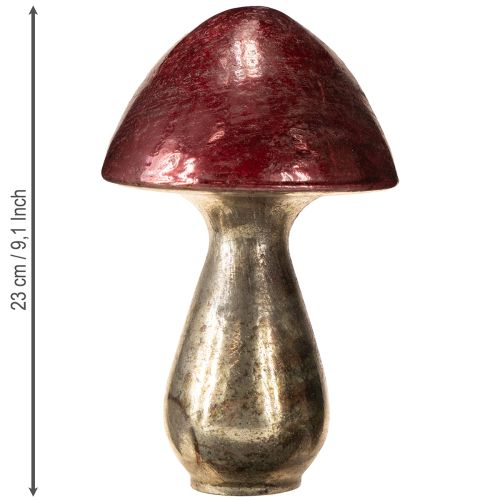 Article Champignon décoratif rouge grand verre décoration d&#39;automne Ø14cm H23cm