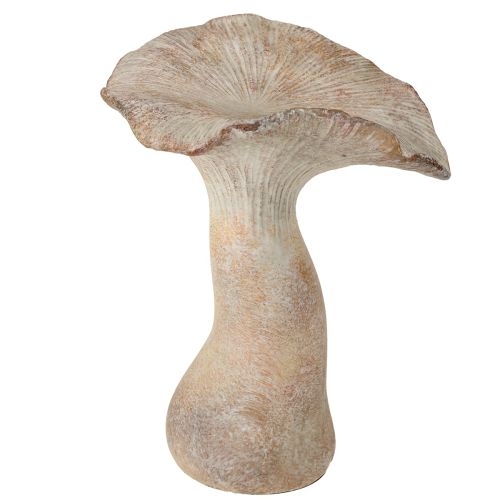 Champignon décoratif en pierre moulée, décoration d&#39;automne, gris lavé, 19 x 15 cm, hauteur 23 cm