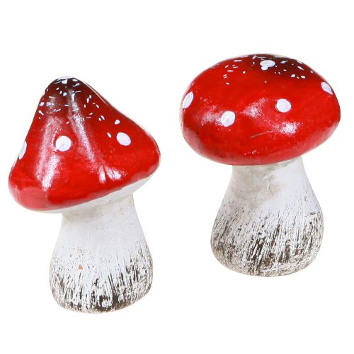 Floristik24 Champignons décoratifs en céramique rouge, blanc H5cm 6 pcs