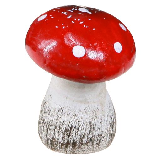 Article Champignons décoratifs en céramique rouge, blanc H5cm 6 pcs