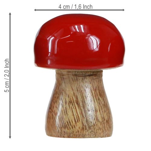 Article Champignons décoratifs en bois laqué rouge champignons H5cm Ø4cm 6 pcs