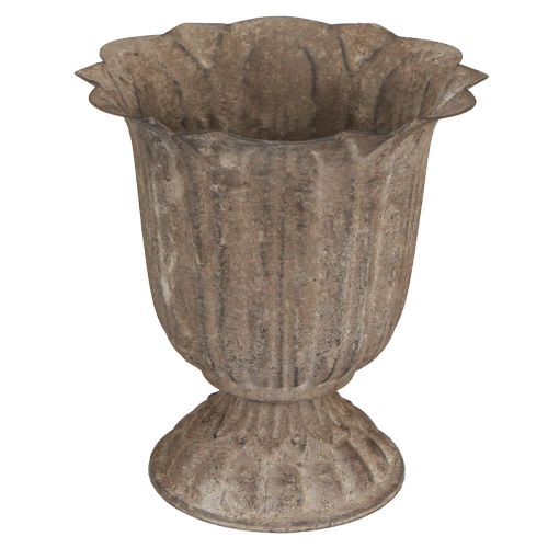 Floristik24 Coupe déco Aspect antique Métal Gris Marron Ø15cm H16cm