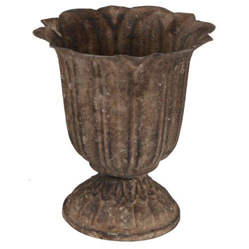 Floristik24 Coupe déco antique Mini cache-pot Gris Marron Ø12cm H13cm