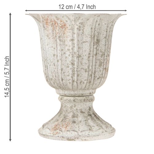 Article Coupe déco Calice en métal Aspect vintage Gris Blanc H14,5cm