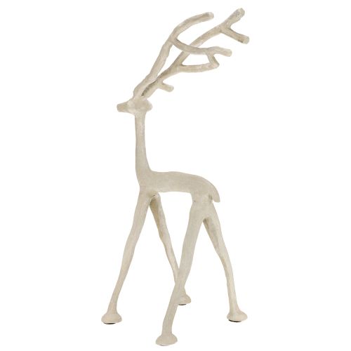 Article Figurine décorative en métal représentant un renne, aspect argile gris, H35cm