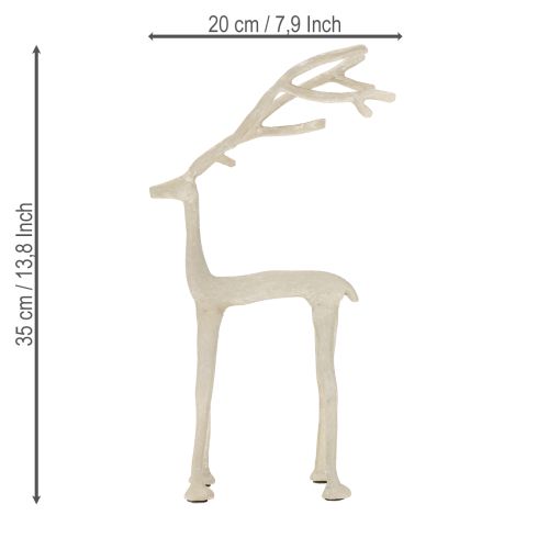 Article Figurine décorative en métal représentant un renne, aspect argile gris, H35cm