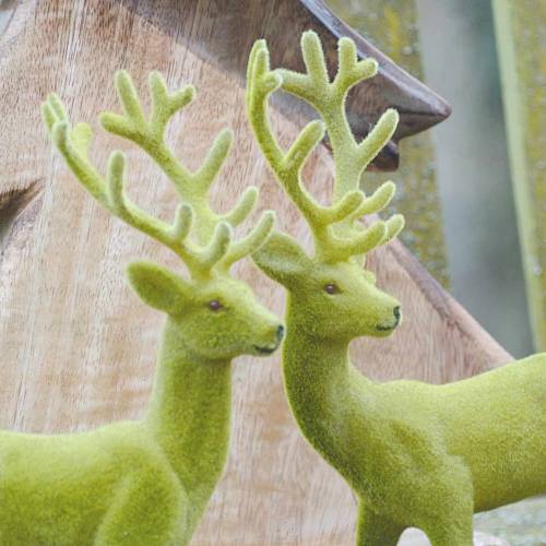 Article Renne déco floqué vert mousse 20cm 2 pièces