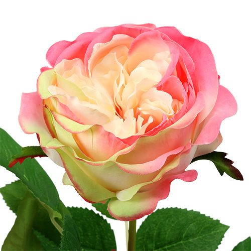 Article Rose artificielle en rose vif Ø10cm 52cm 3P