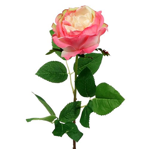 Floristik24 Rose artificielle en rose vif Ø10cm 52cm 3P