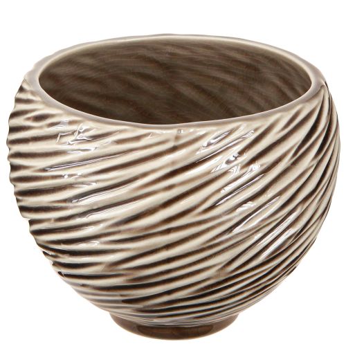 Floristik24 Bol Décoratif Pot de Fleurs Céramique Beige Marron Ø15cm 2pcs