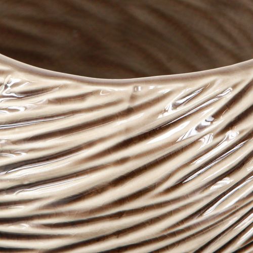 Article Bol Décoratif Pot de Fleurs Céramique Beige Marron Ø15cm 2pcs