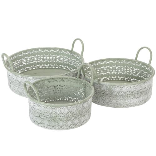 Floristik24 Bol décoratif en métal avec anses, pot de fleurs vintage, lot de 3