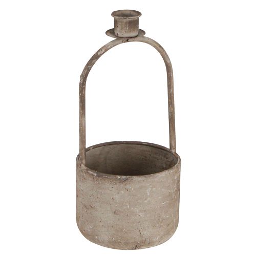 Article Bol décoratif avec bougeoir gris antique rouille Ø11cm H23,5cm