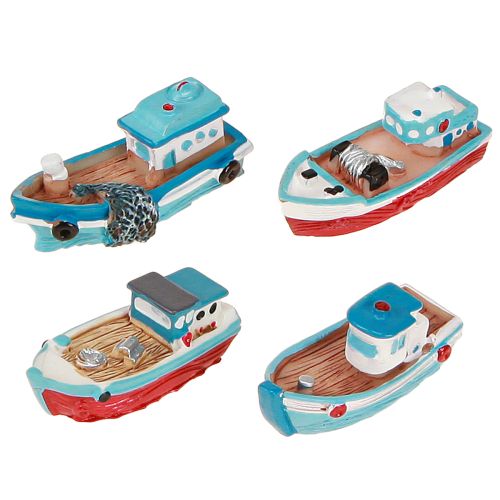 Bateau décoratif bleu rouge décoration de table maritime 5 cm 8 pièces
