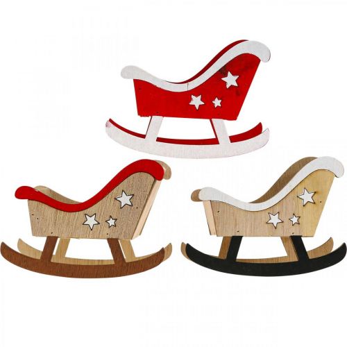 Floristik24 Traîneau décoratif traîneau de Noël en bois rouge blanc 9pcs