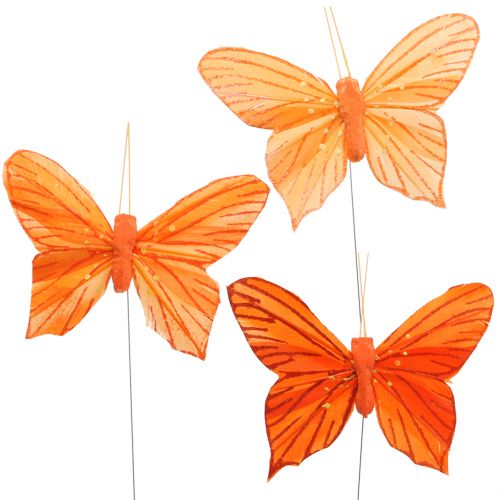 Article Papillon décoratif orange 12pcs