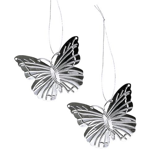 Floristik24 Papillons décoratifs à suspendre argent 5cm 36pcs