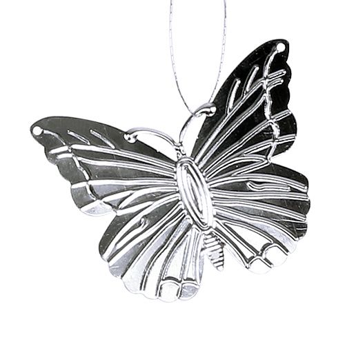 Article Papillons décoratifs à suspendre argent 5cm 36pcs