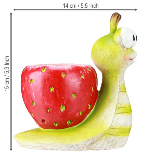 Article Pot de fleurs décoratif escargot fraise céramique vert rouge 15,5 cm